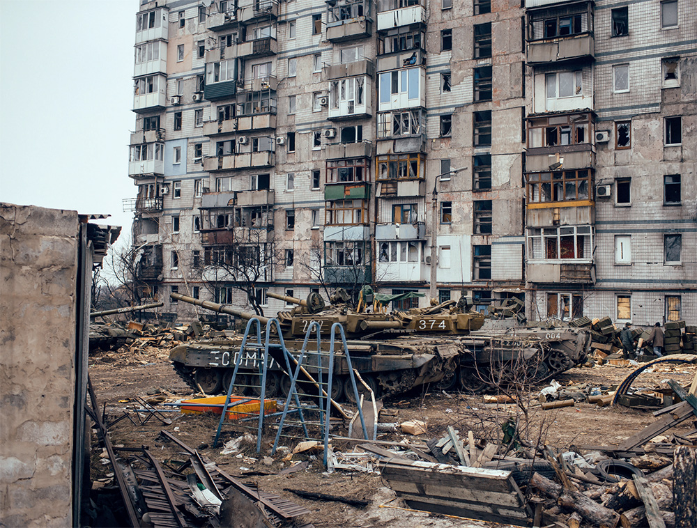Октябрьский район Донецка после столкновений сепаратистов и украинской армии